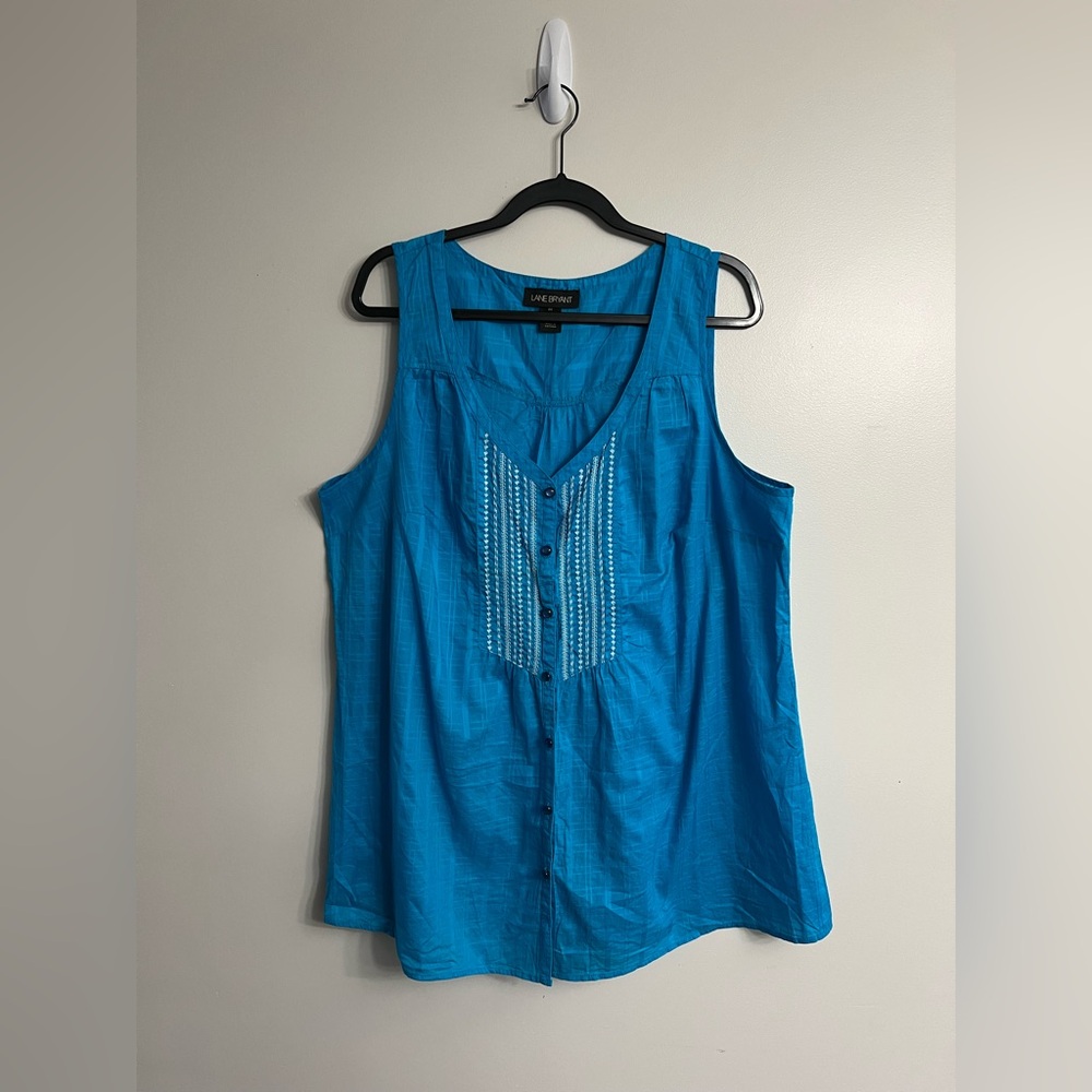 Button Down Tank Top W/ Embroidery